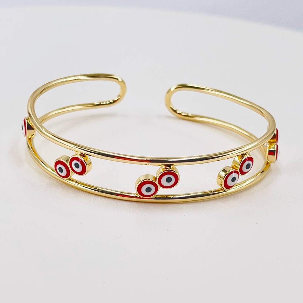 Gold Plated Evil Eye Cuff Bracelets